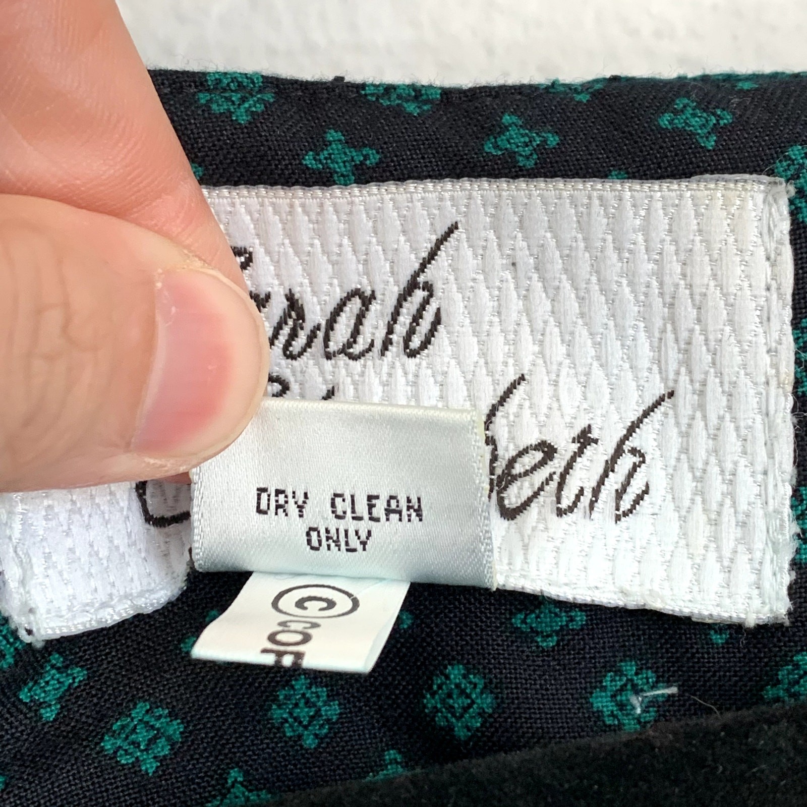 Sarah Elizabeth Vintage Green Black Diamond Print Rayon Cottagecore Dress Size 8