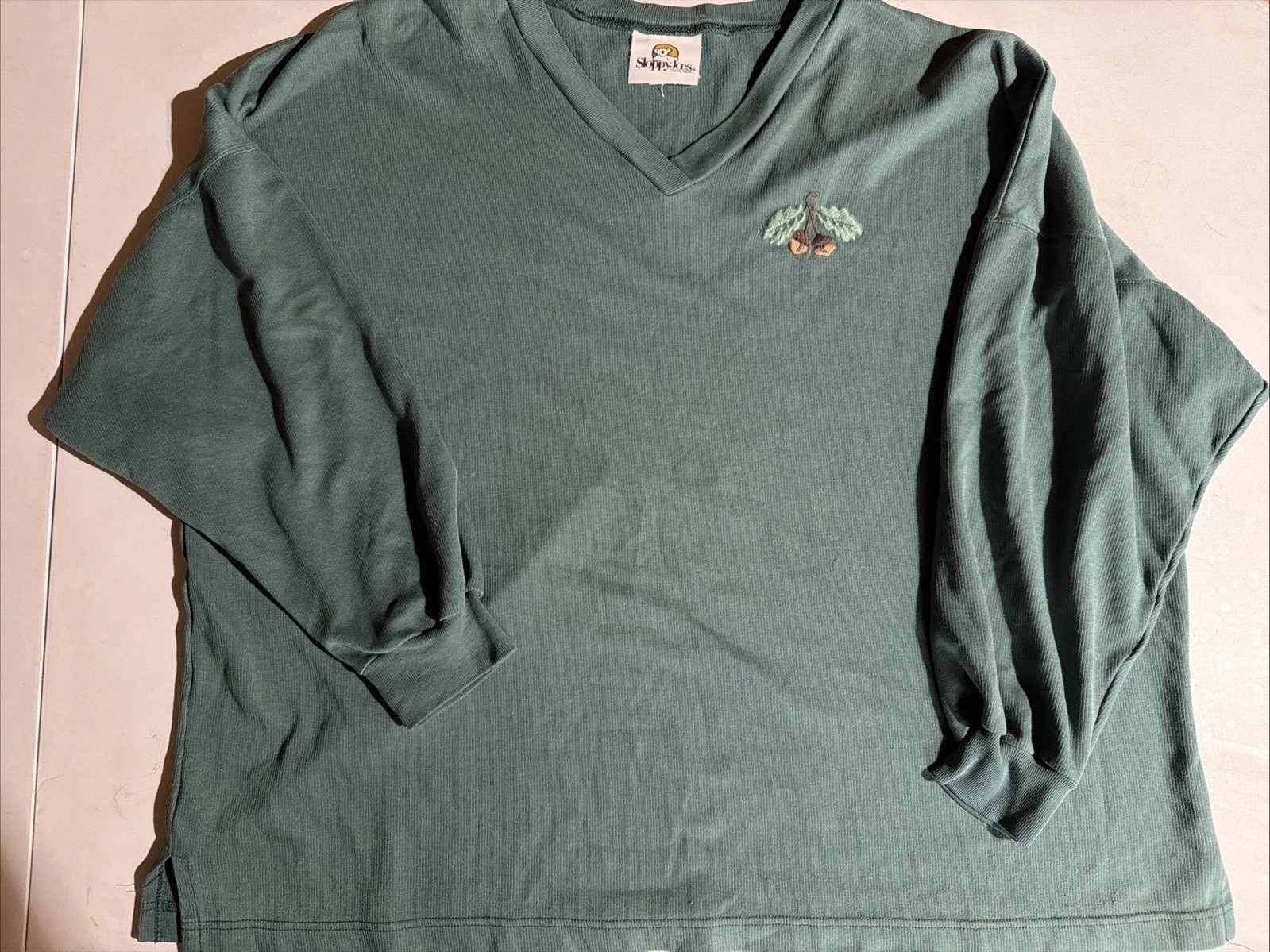Vintage Sloppy Joes Casual Wear Ladies Green Plus Size Ribbed Top
