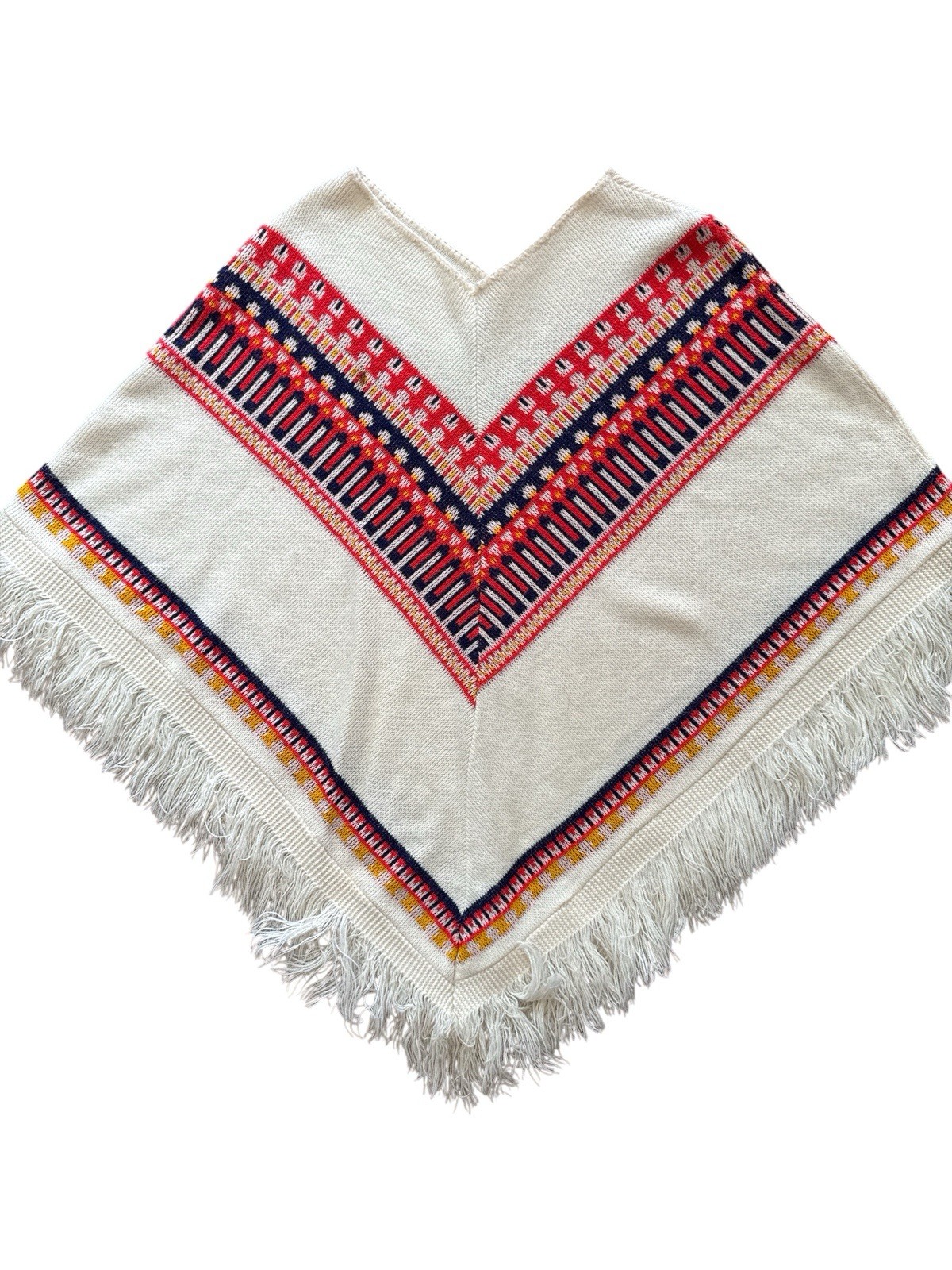 Vintage 1970’s Justin Charles Orlon Acrylic Women’s Poncho Pullover One Size