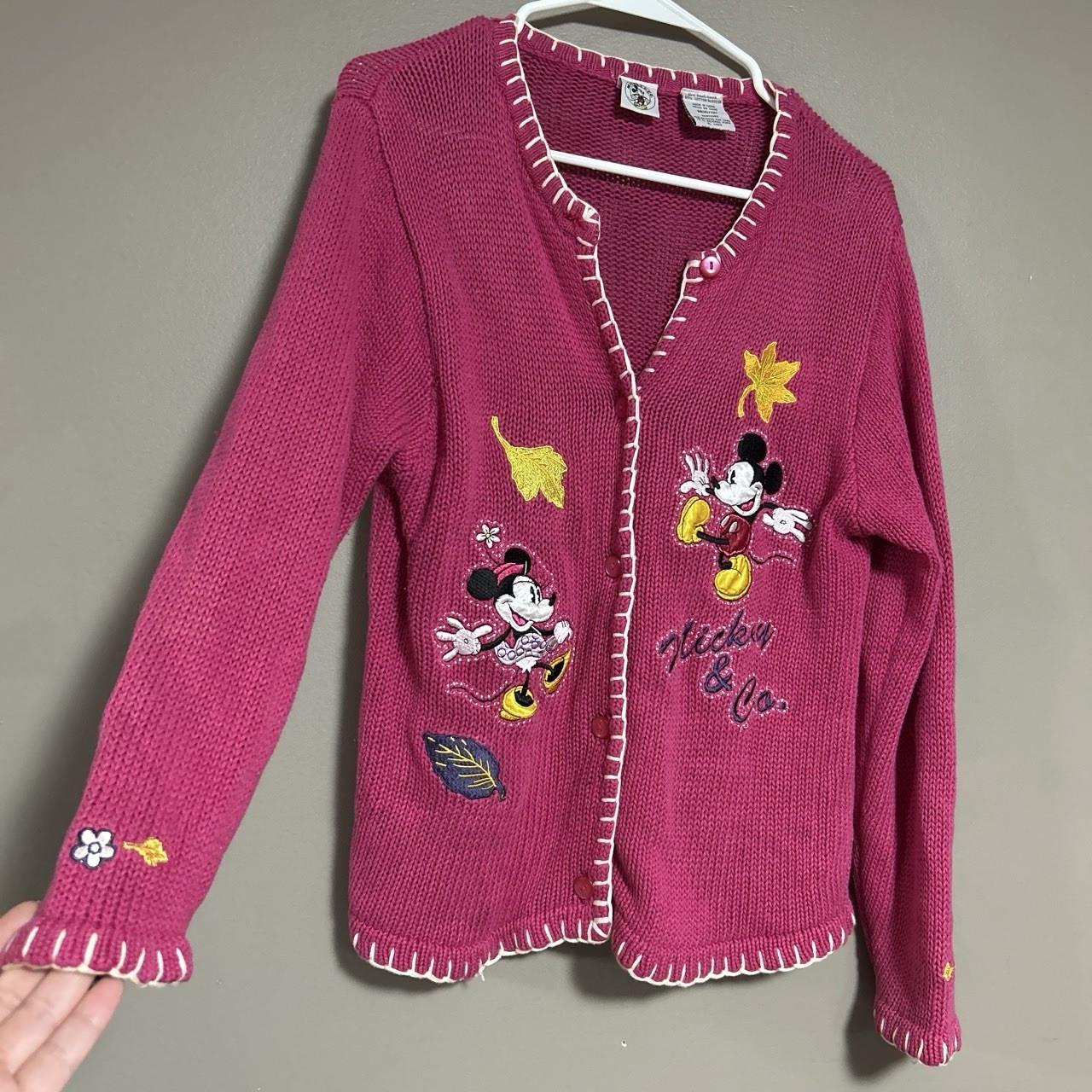 Vntg Disney Mickey & Co. Embroidered Button up Sweater M (10/12)