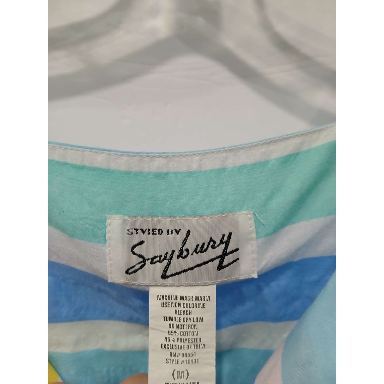 Vintage 80s Styled by Saybury Rainbow Pastel Stripe House Dress Muumuu M