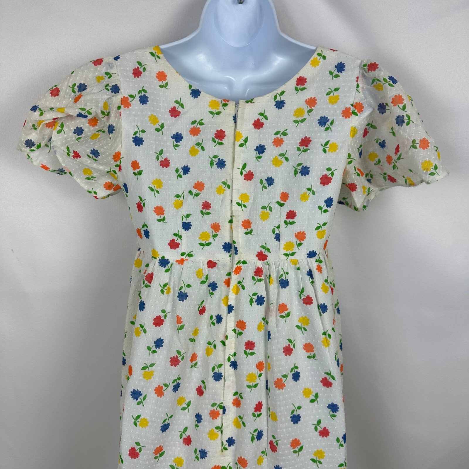 Vintage Handmade Garden Tea Party Floral Maxi Dress XS/S Flutter Sleeve