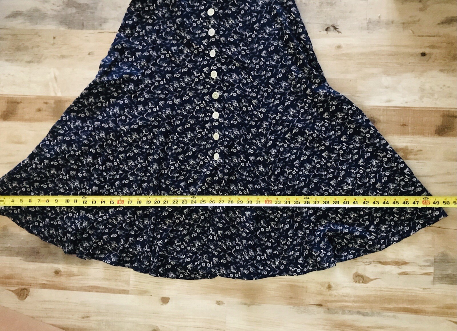 Vtg 70s 80s Maxi Dress Floral Grunge Festival Boho Cottage Core Button Down 8