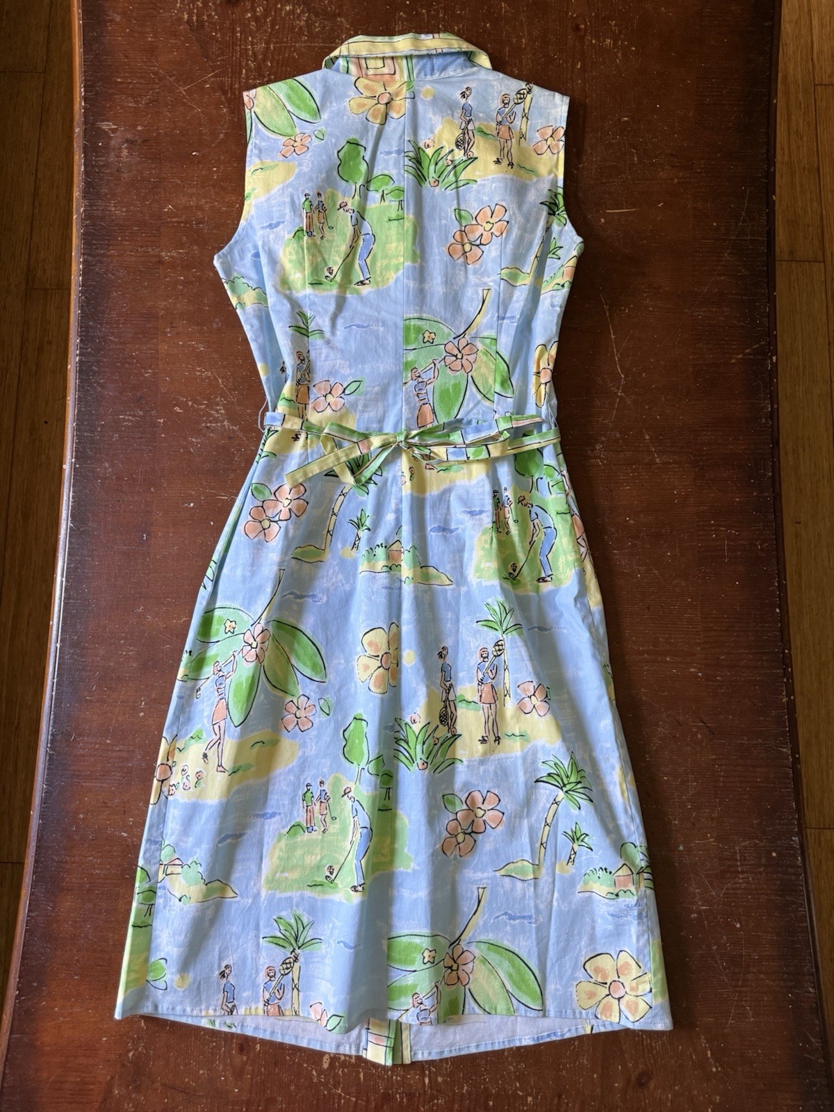 Pamela Ferrari Firenze Sleeveless Vintage Golf Dress Button Down W/ Waist Belt