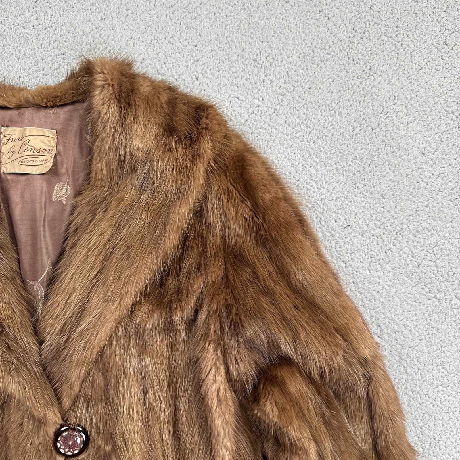 VTG 60s Furs by Conson Mink Stroller Coat Toronto & Sarnia Lined Inner Pocket