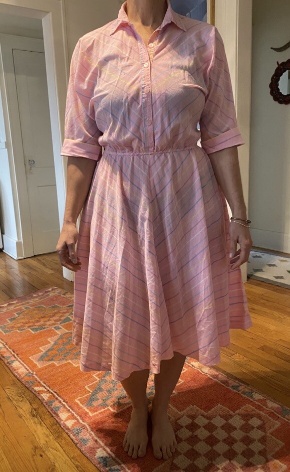 The American Shirt Dress Vintage 80s Pink Stripe