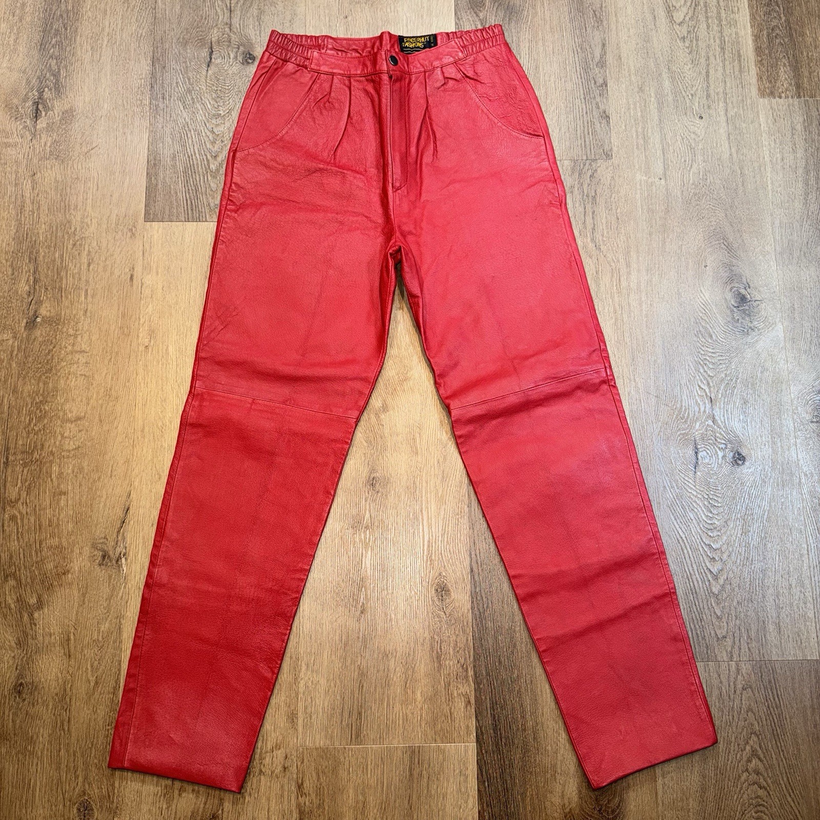 Vintage Leather Pants Womens 10 Red 1980s Rocker Grunge New Wave 80s 30 x 29