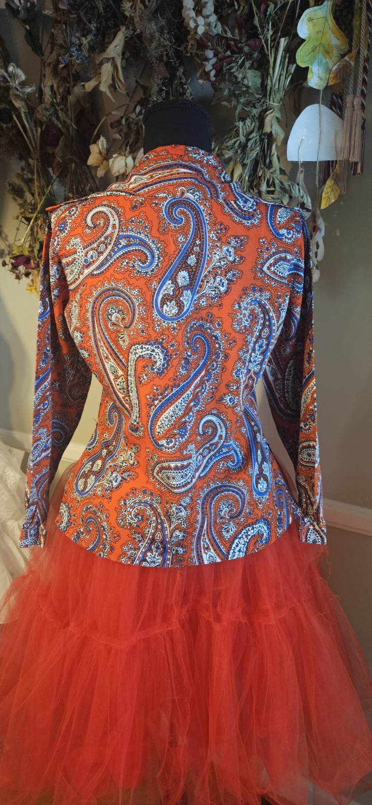 Vintage 197ps Paisley Dagger Collar Button Up Blouse As Is