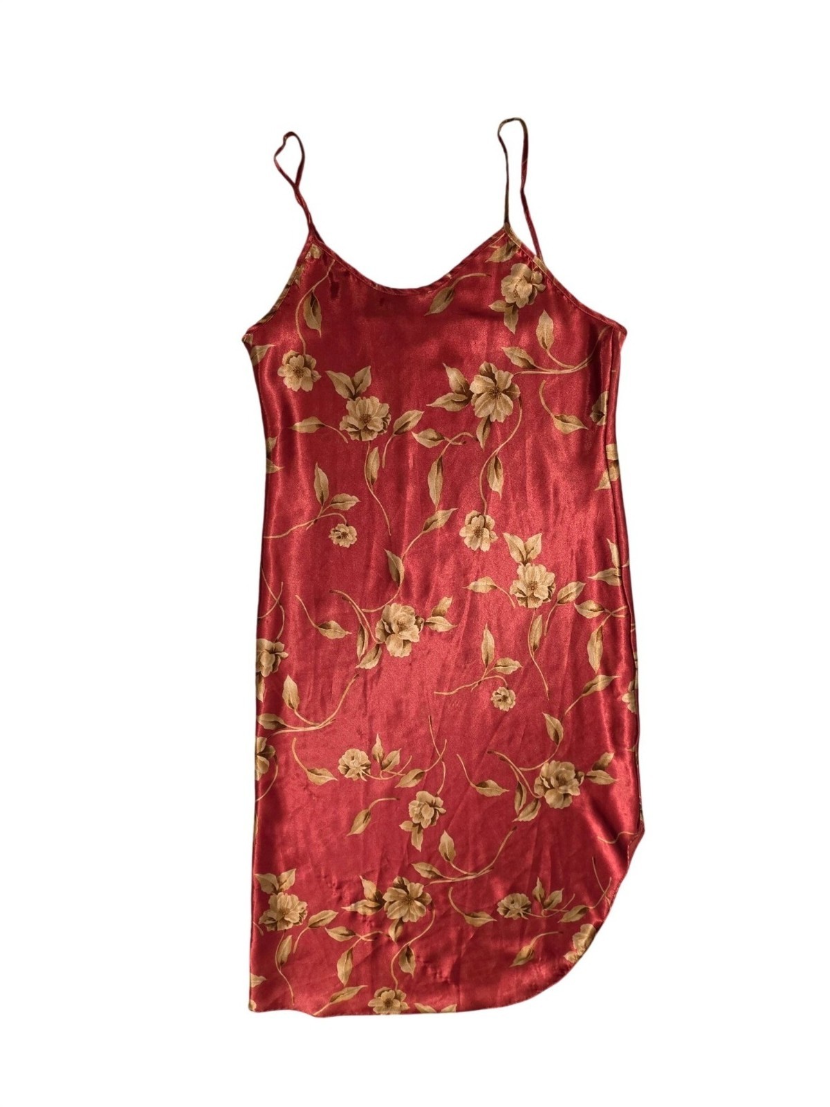 VTG Midnight Velvet Floral Satin Slip Dress L Pink Grunge Fairy Cottagecore 90s
