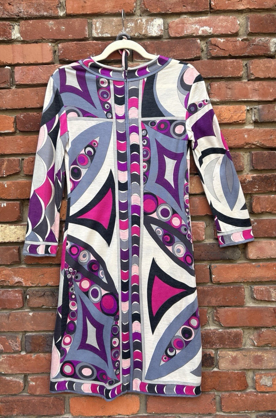 Vintage 1960s Emilio Pucci For Saks Fifth Avenue Long Sleeve Dress Cashmere Silk