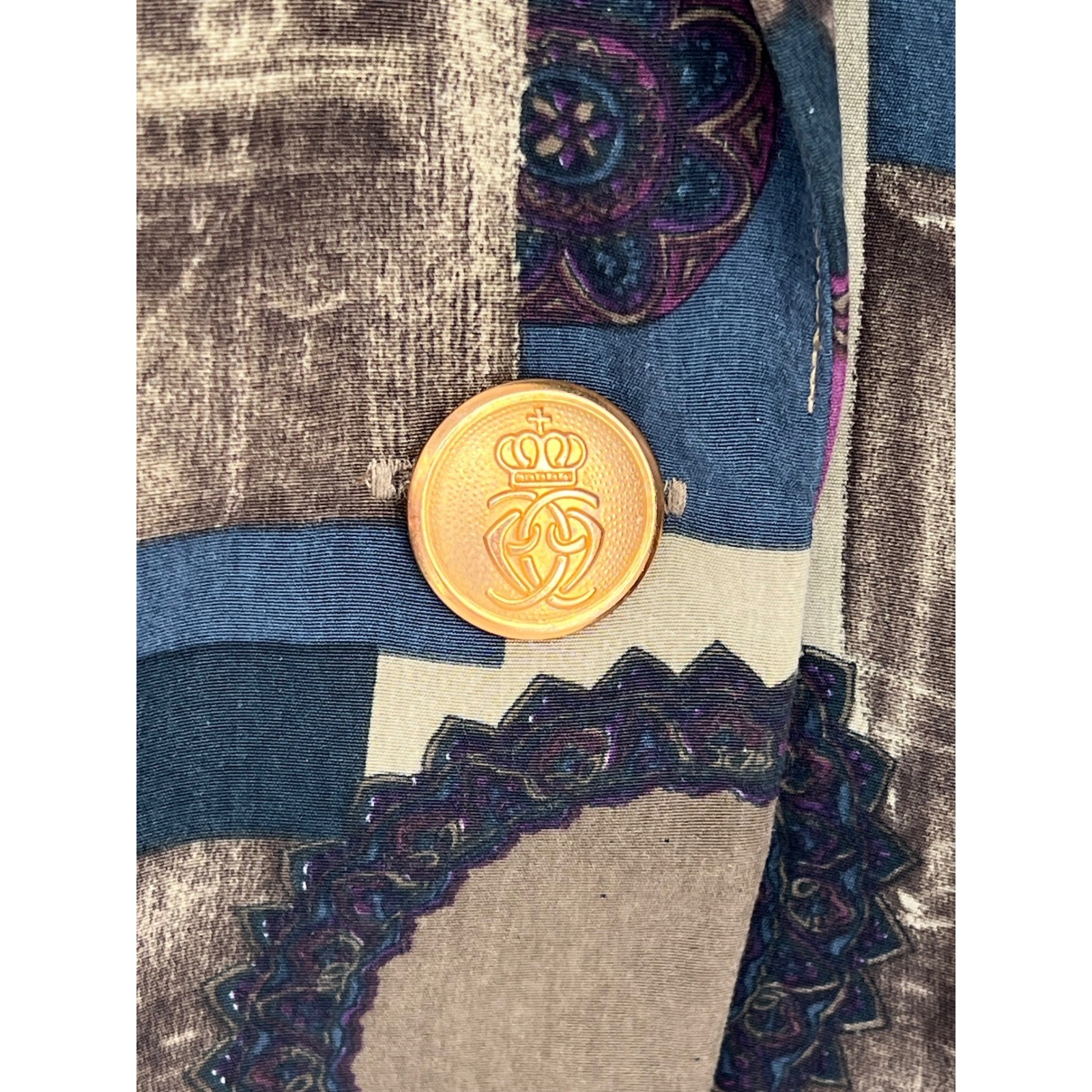 Kathryn Deene New York Vintage Architectural Print Blazer Purple Teal Size 44