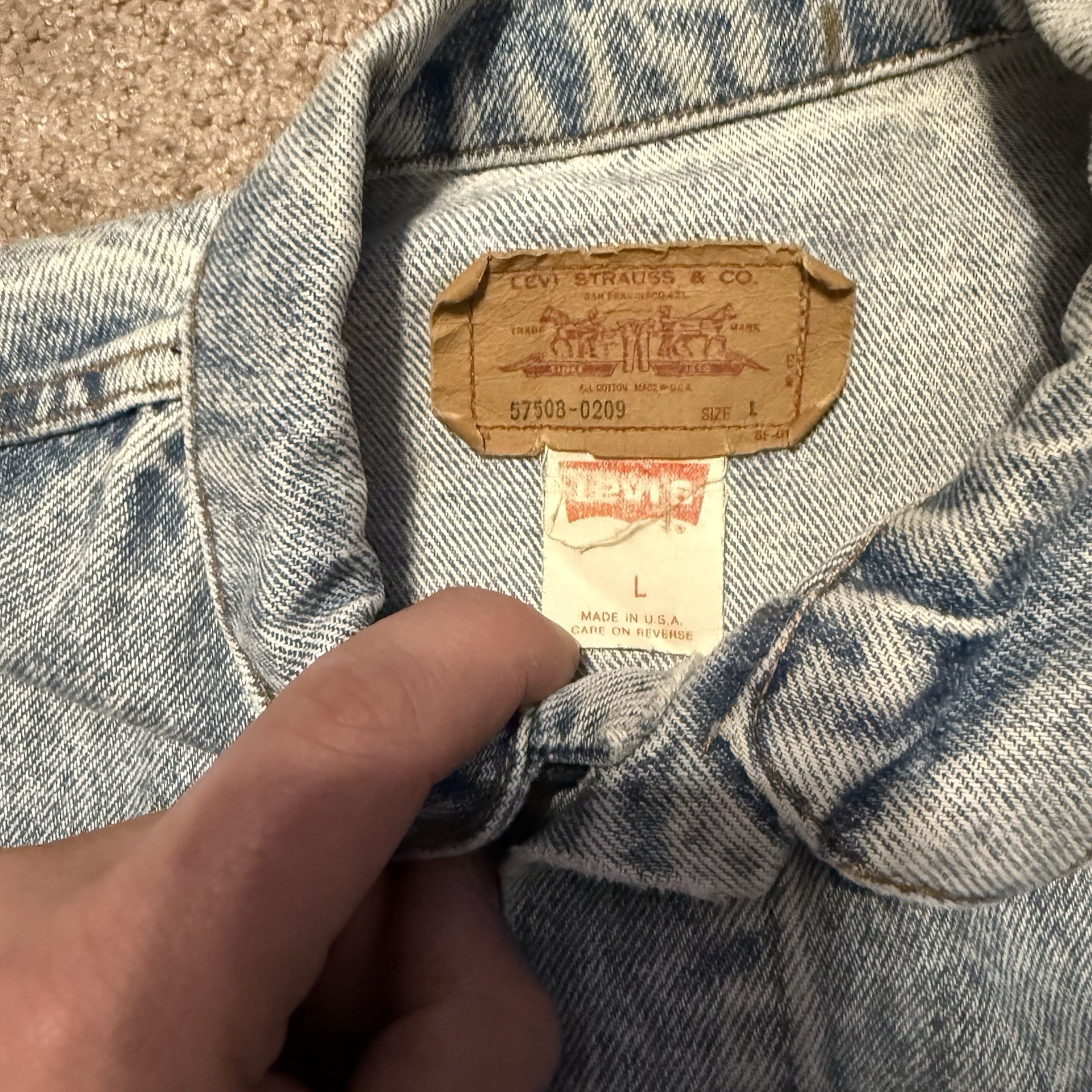 Vintage Levis Jacket Medium Acid Wash Denim Truckers Red Tag 57508-0209 USA