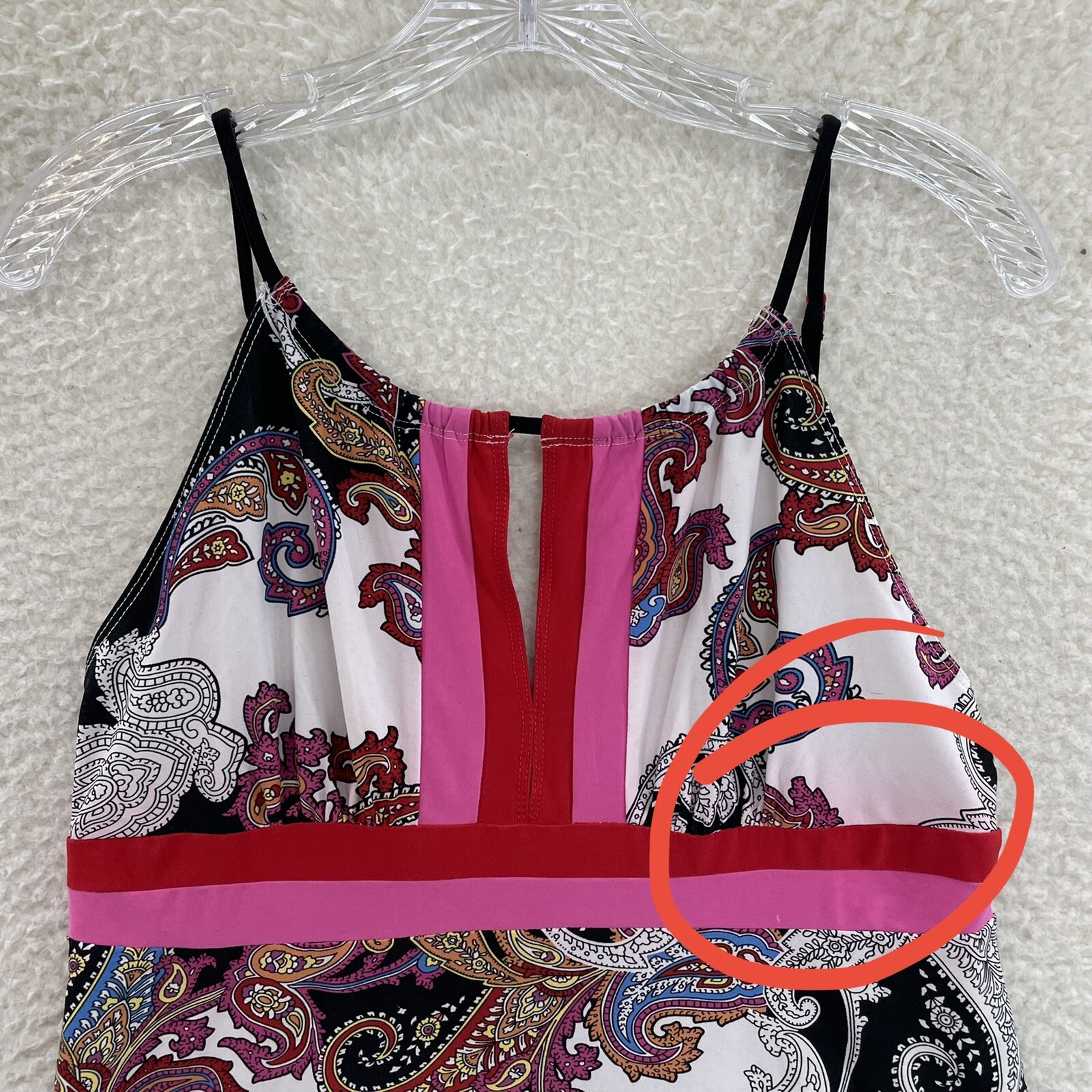 Y2K Vintage Bisou Bisou Camisole Tank Top Medium Pink Paisley Slinky Lingerie