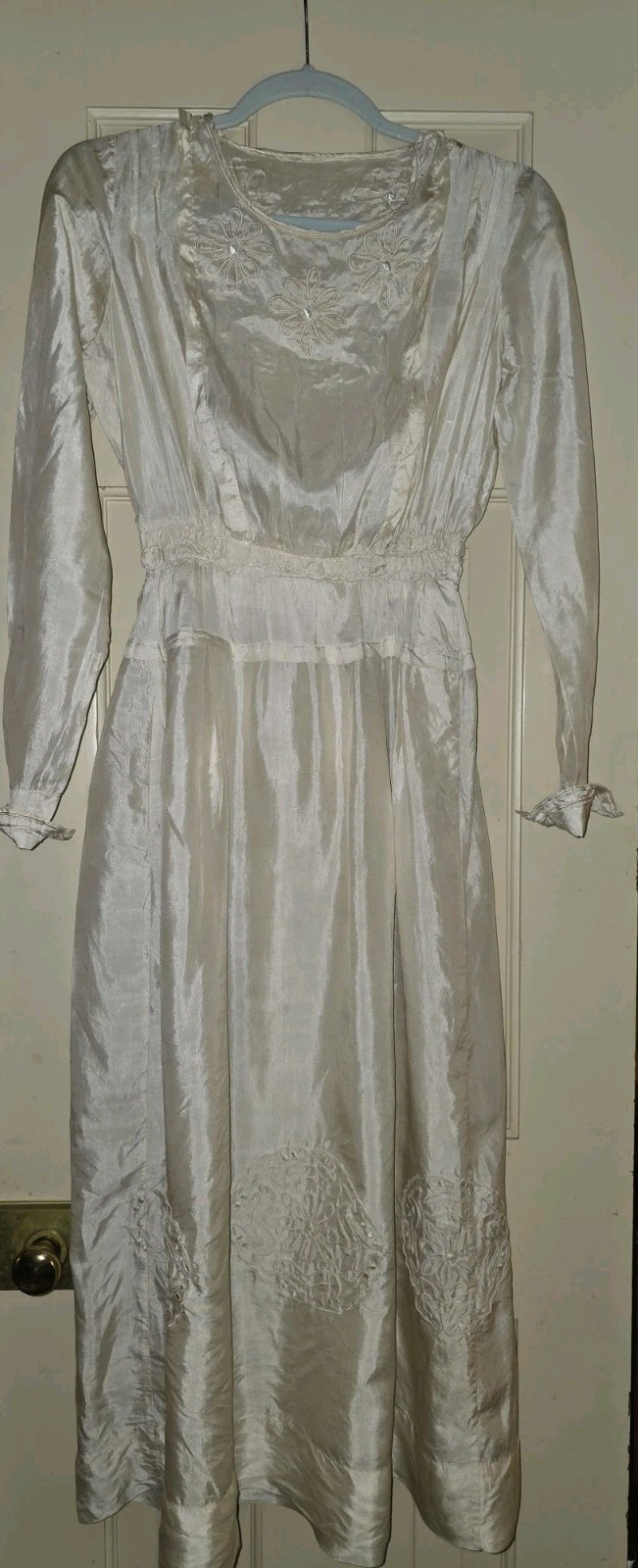Antique Victorian Edwardian Ladies Wedding Fancy Dress with Soutache Flowers