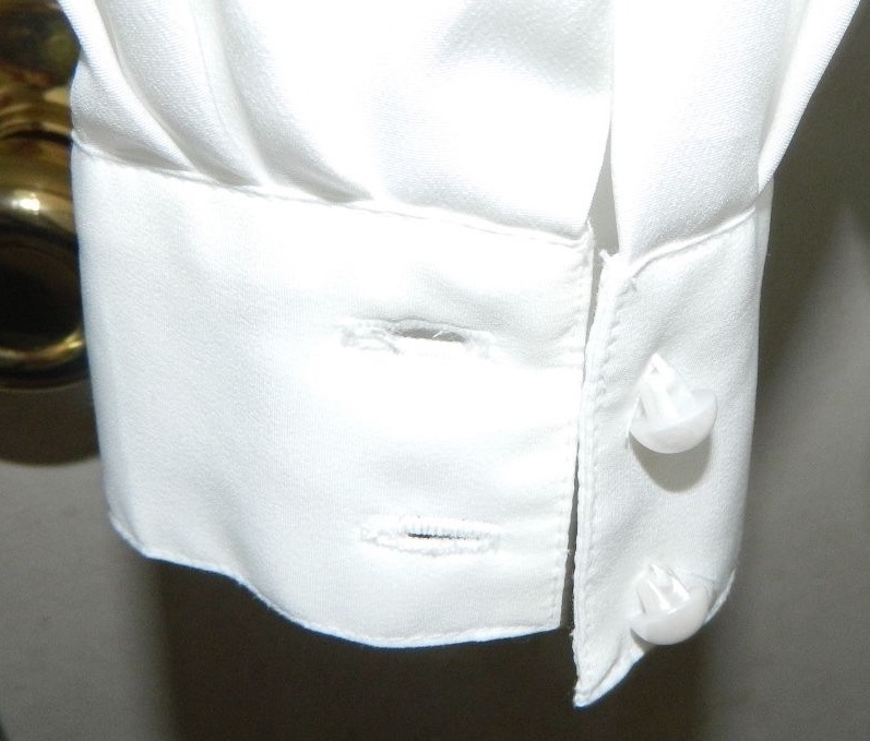 Women Vintage CHAUS Solid Ivory Button Down Shirt long Sleeve Work Casual 12