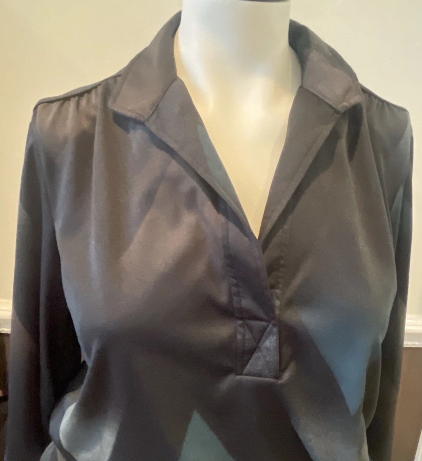 Vintage 60s-70s Women’s LEO PALEY NY Long Sleeve Blouson Blouse Size 12 Black