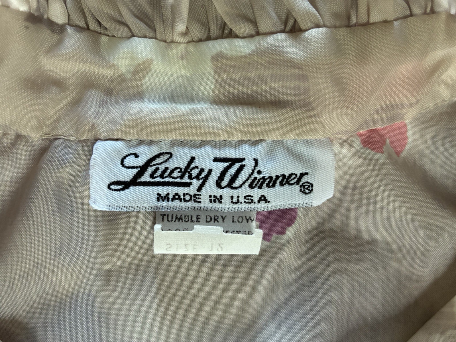 Vintage 80s Lucky Winner Ruffled High Neck Blouse Secretary Geek USA size M