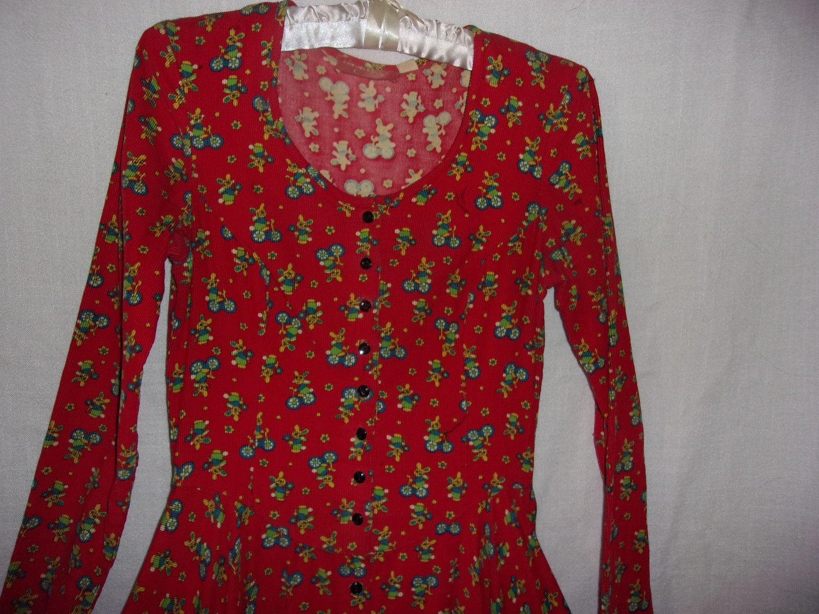 Vintage Betsy Johnson Dress Alley Cat 1970’s Maxi Red Corduroys Rockabilly 9/10