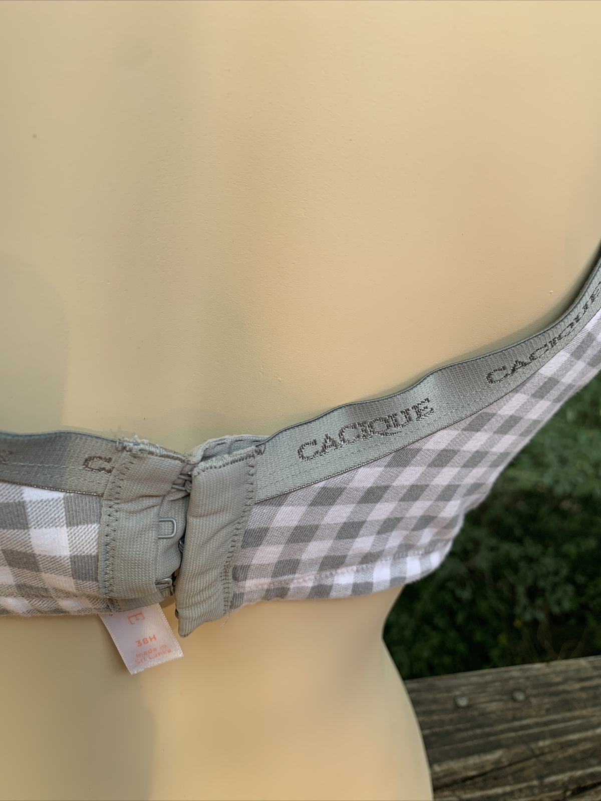 CACIQUE Gray Grey Houndstooth Plaid Bra Size 38H 38 H Cup Vintage ❤️sj7m27