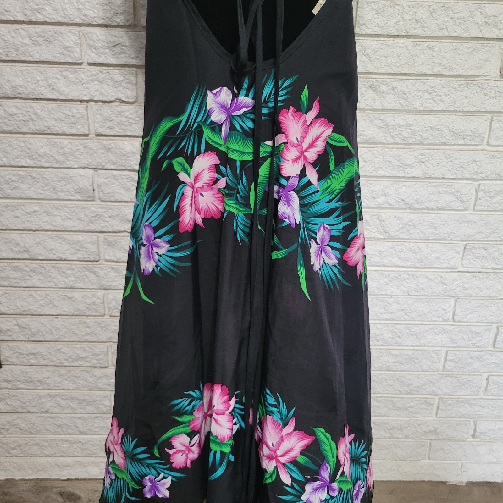 Vintage Helena’s Hawaiian Halter Beach Dress Double Tie Back Tropical One Size