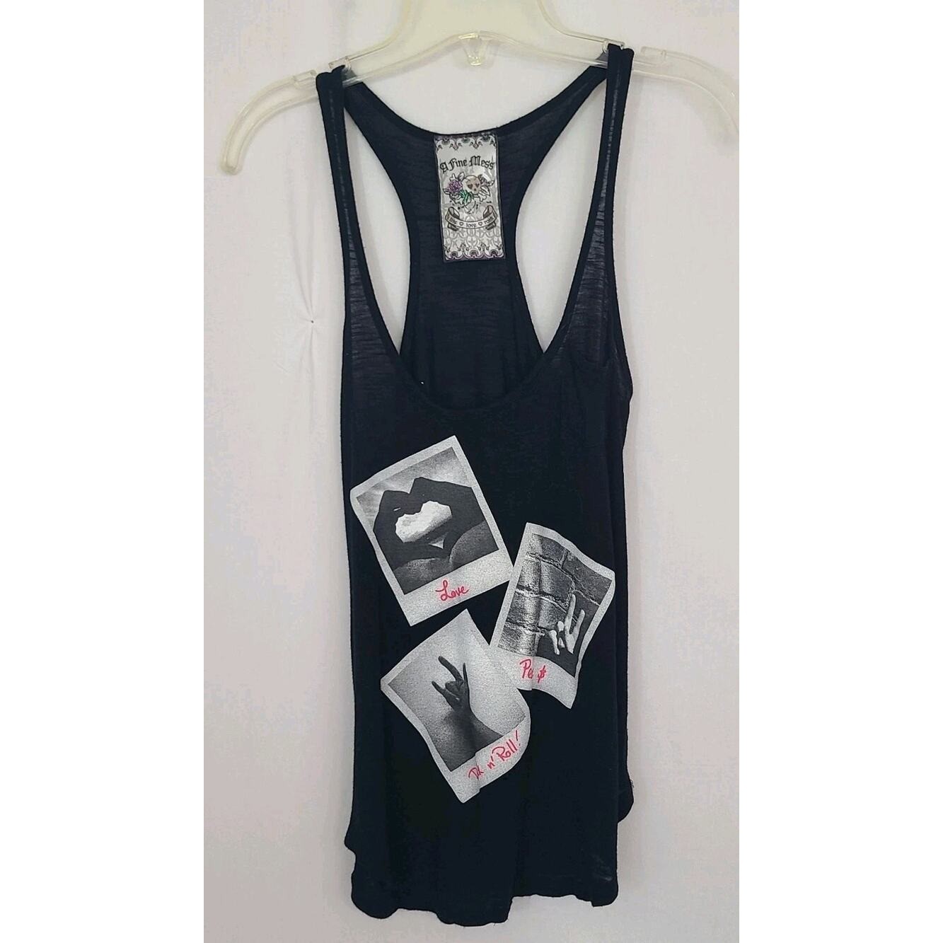 VNTG A Fine Mess Women’s Tank Top Med Love Peace Rock N Rock! Y2K Grunge Punk