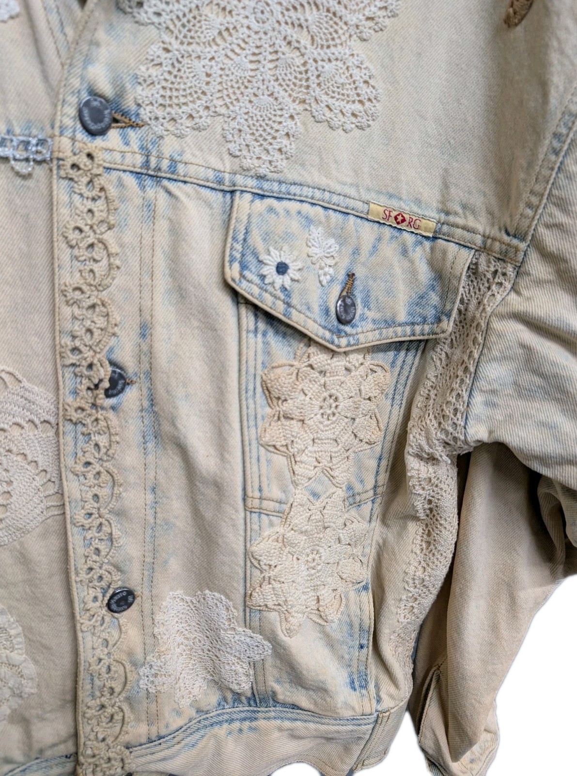 Vintage San Francisco Riding Gear Washed Boho Western Denim Jacket RARE
