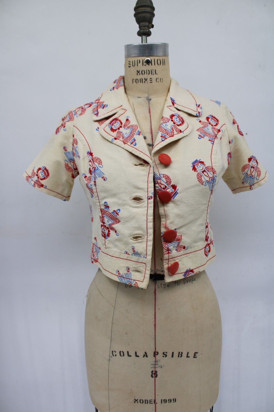 1960s Women Cotton blouse Short Sleeve High Waist