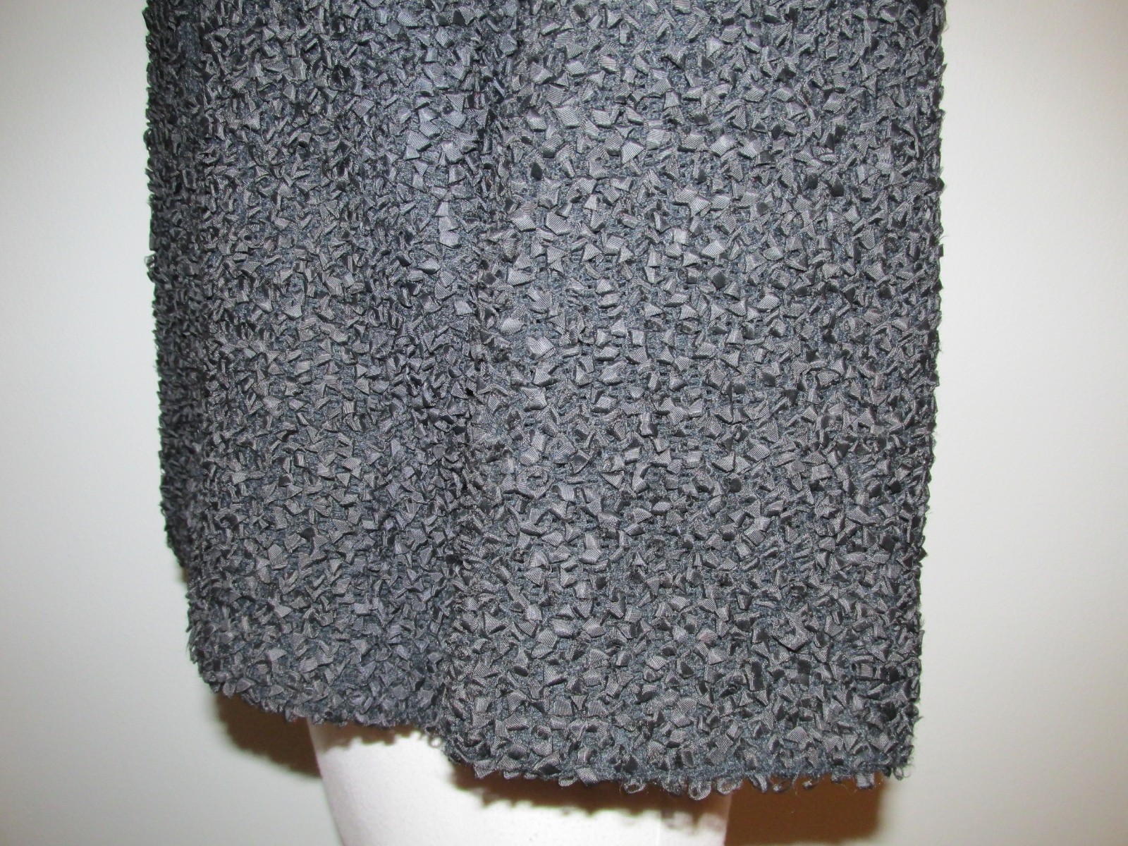 Vintage Size L Black Textured Fabric Fur Collar Jacket Three Quarter Sleeves