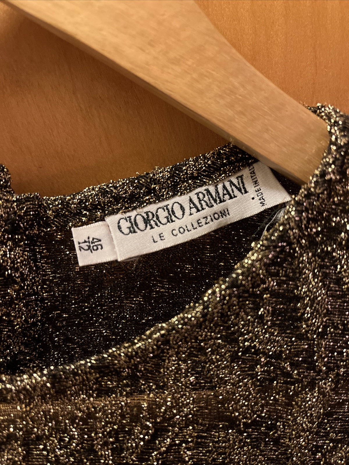 Giorgio Armani Vintage Gold & Metallic Ladies Tunic Style Blouse Size 46/12