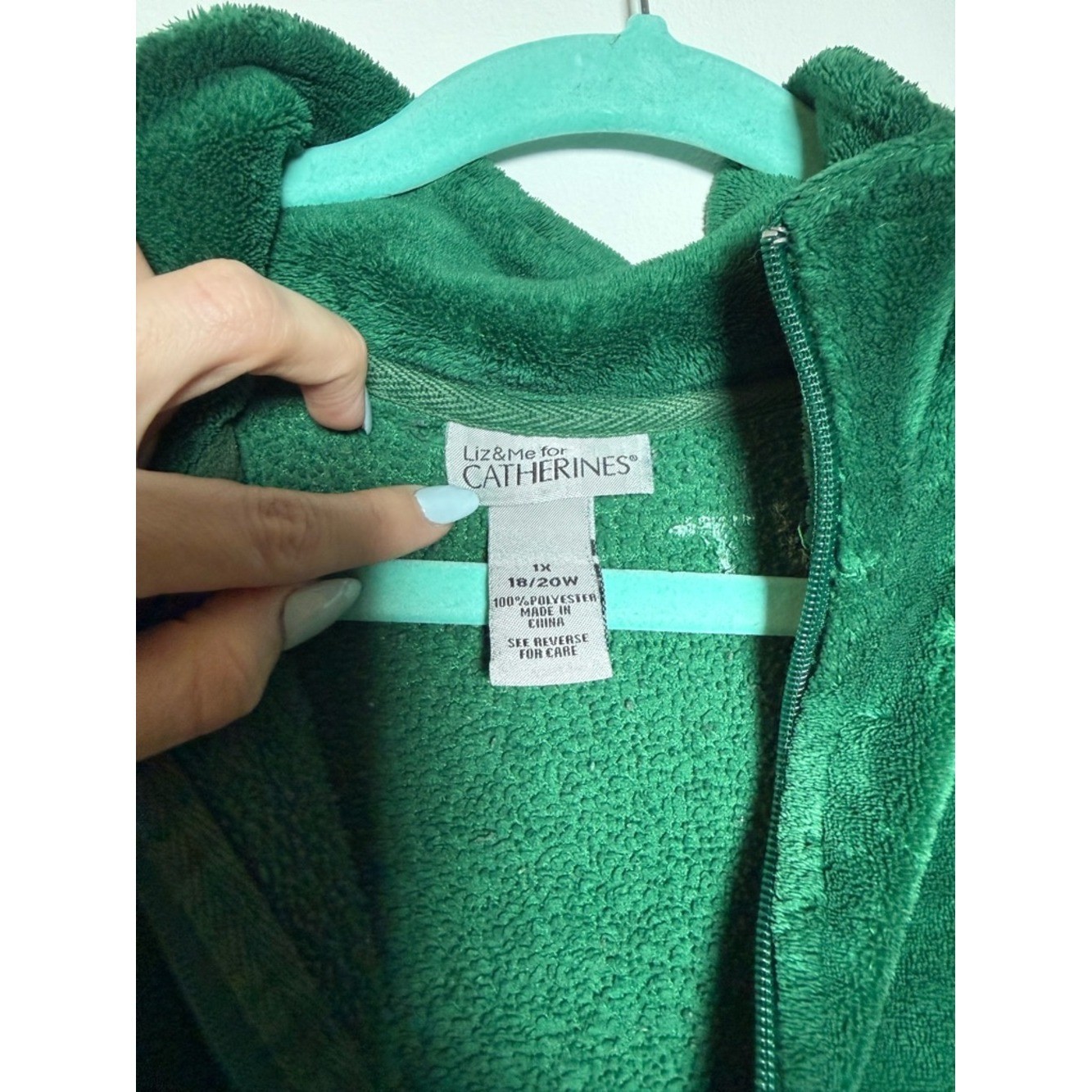 Vintage Catherines Plush Forest Green Zip-Up Jacket