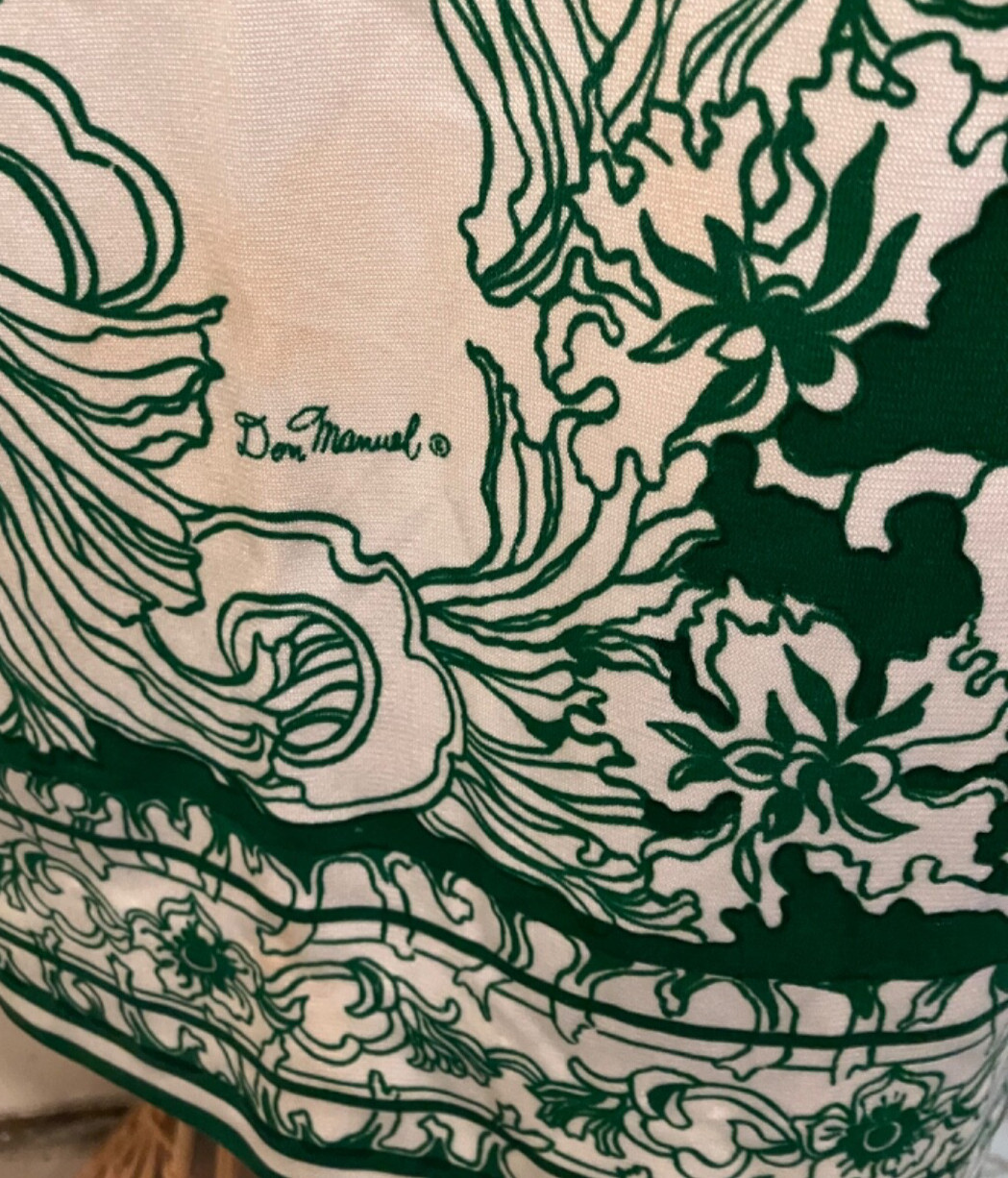 Gorgeous vintage Don Manuel of Miami green and cream floral print dress