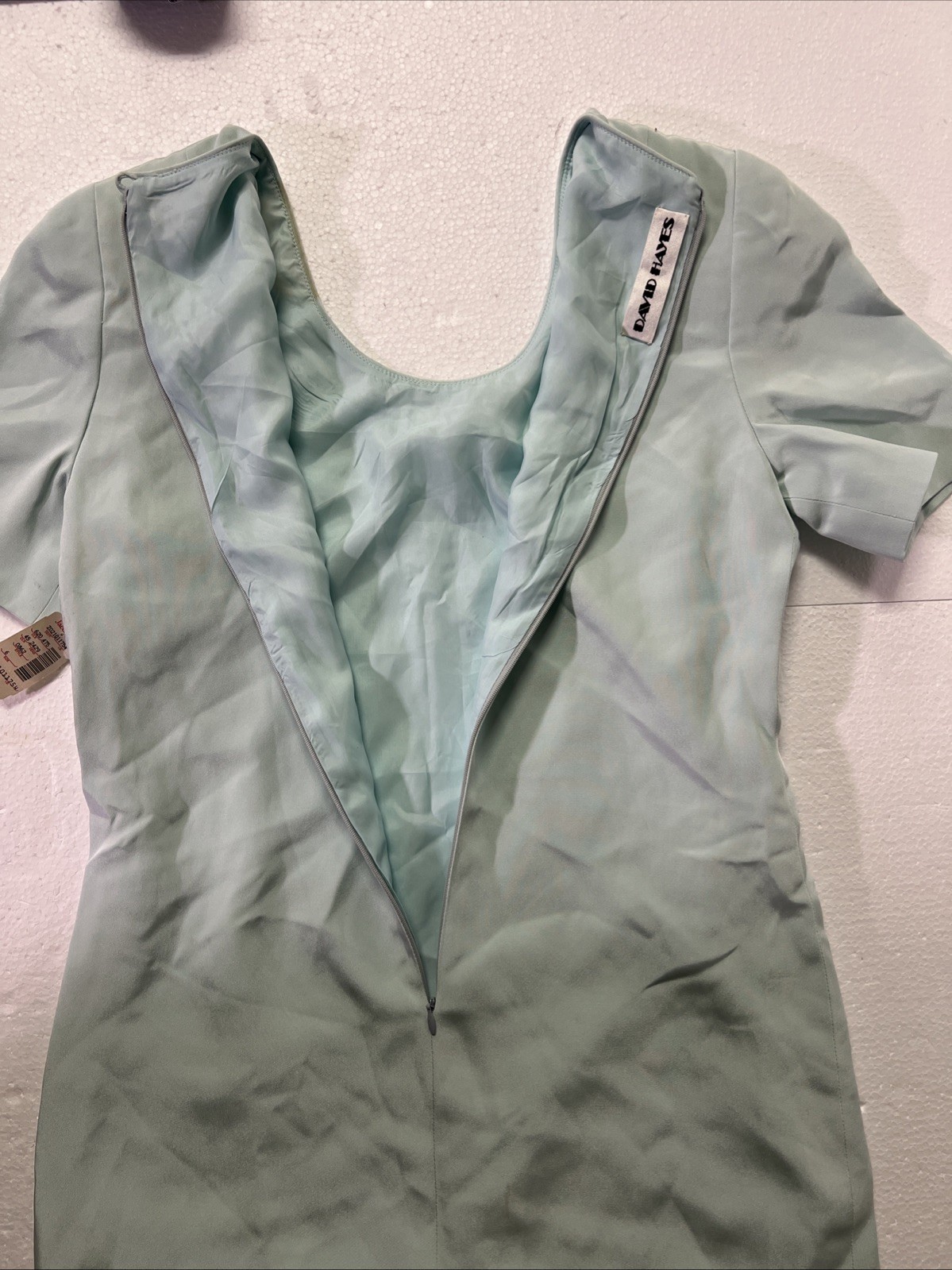 VINTAGE 80’s Saks Fifth Ave David Hayes Dress Flawed Mint Green Silk Sz 6