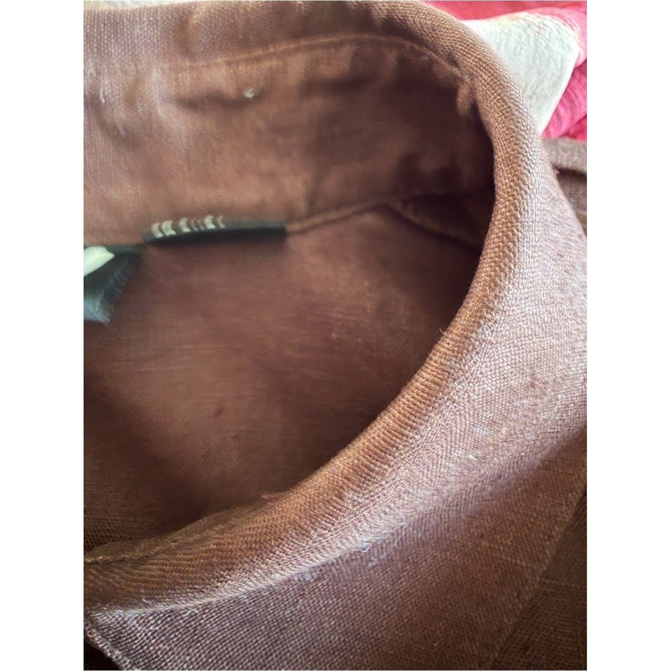DKNY Linen Tunic Blouse Womens 2 Brown Vintage Lagenlook Long Top Pockets