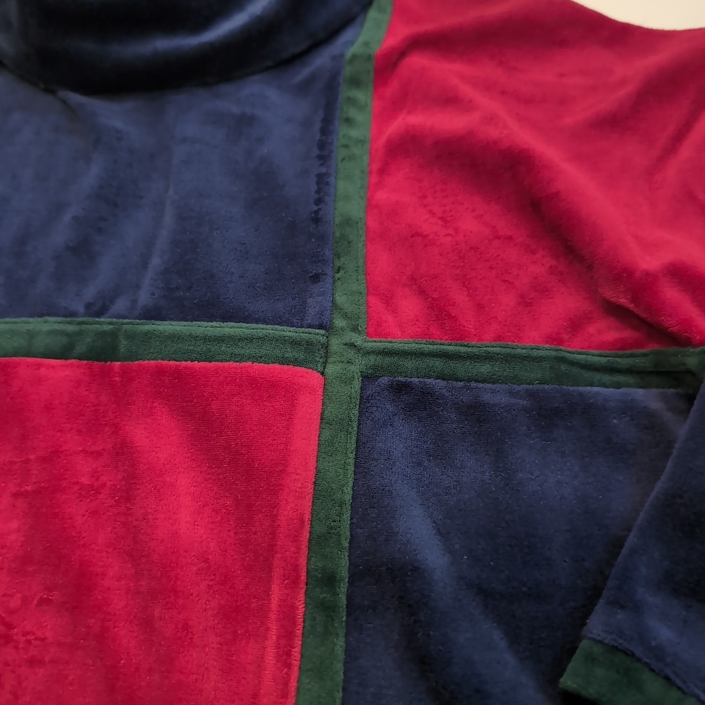 Appel Leisurewear Vintage Velour Colorblock Lounger Dress M Red Navy Green NOS