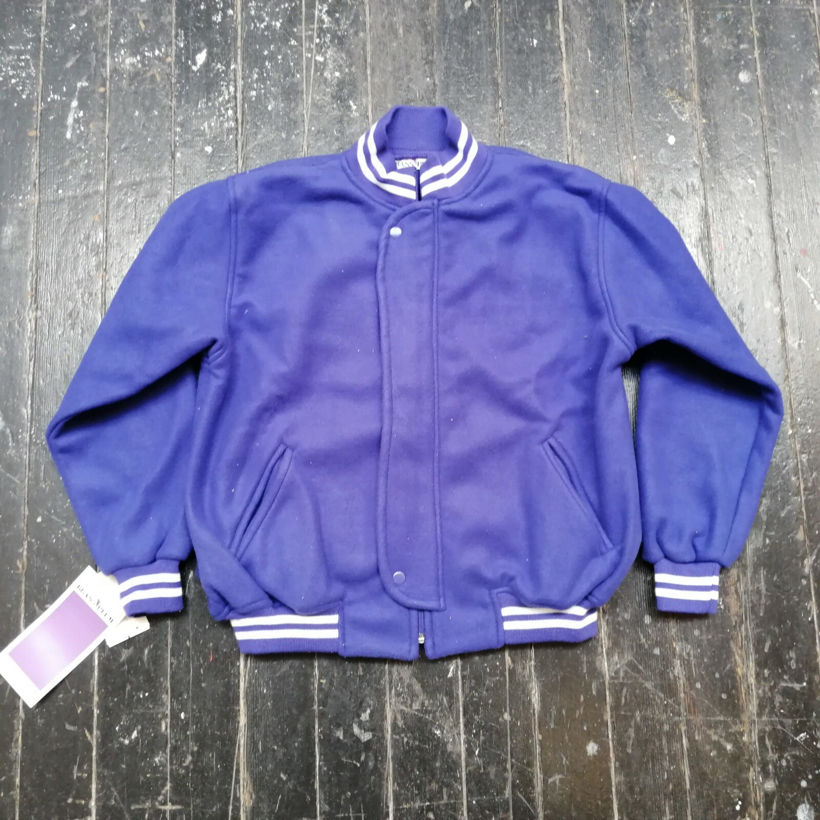 Vintage 1980s BRASS PLUM Nordstrom Purple Fleece Coat Bomber Jacket MED NOS NWT
