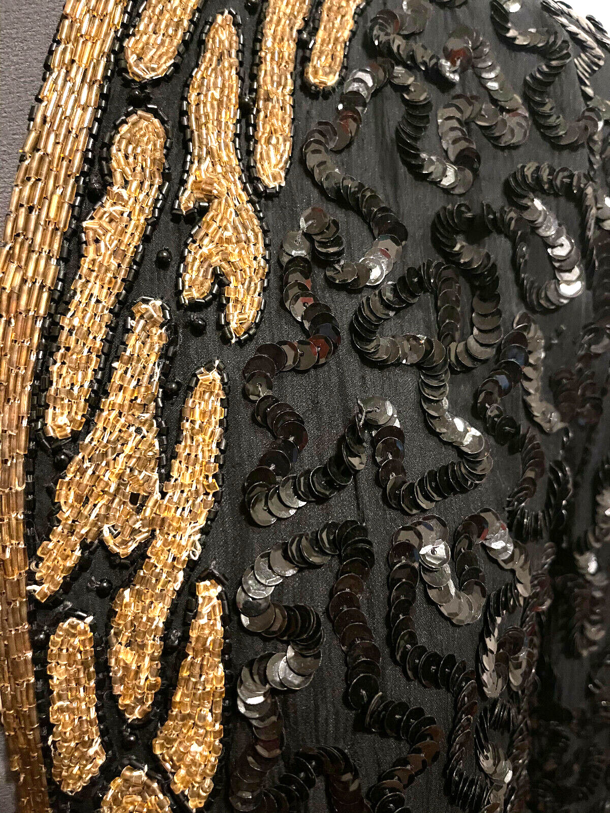 Vintage Nite Lune Gold and Black Sequined and Beaded Jacket