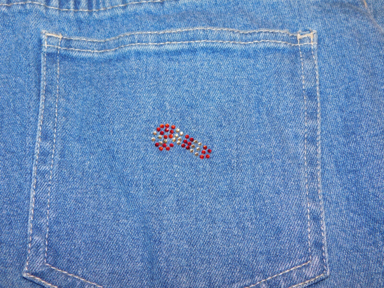 VTG THE QUACKER FACTORY JEANS WOMENS 10 RHINESTONES BLING CANDY CANES CHRISTMAS