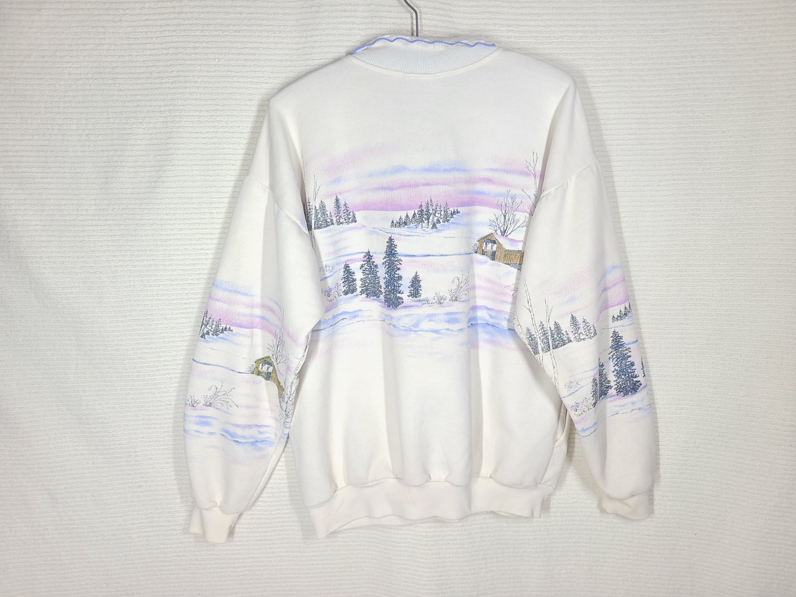 Art Unlimited 1990s Sweatshirt All Over Print Large Crochet Collar Grandma Slay