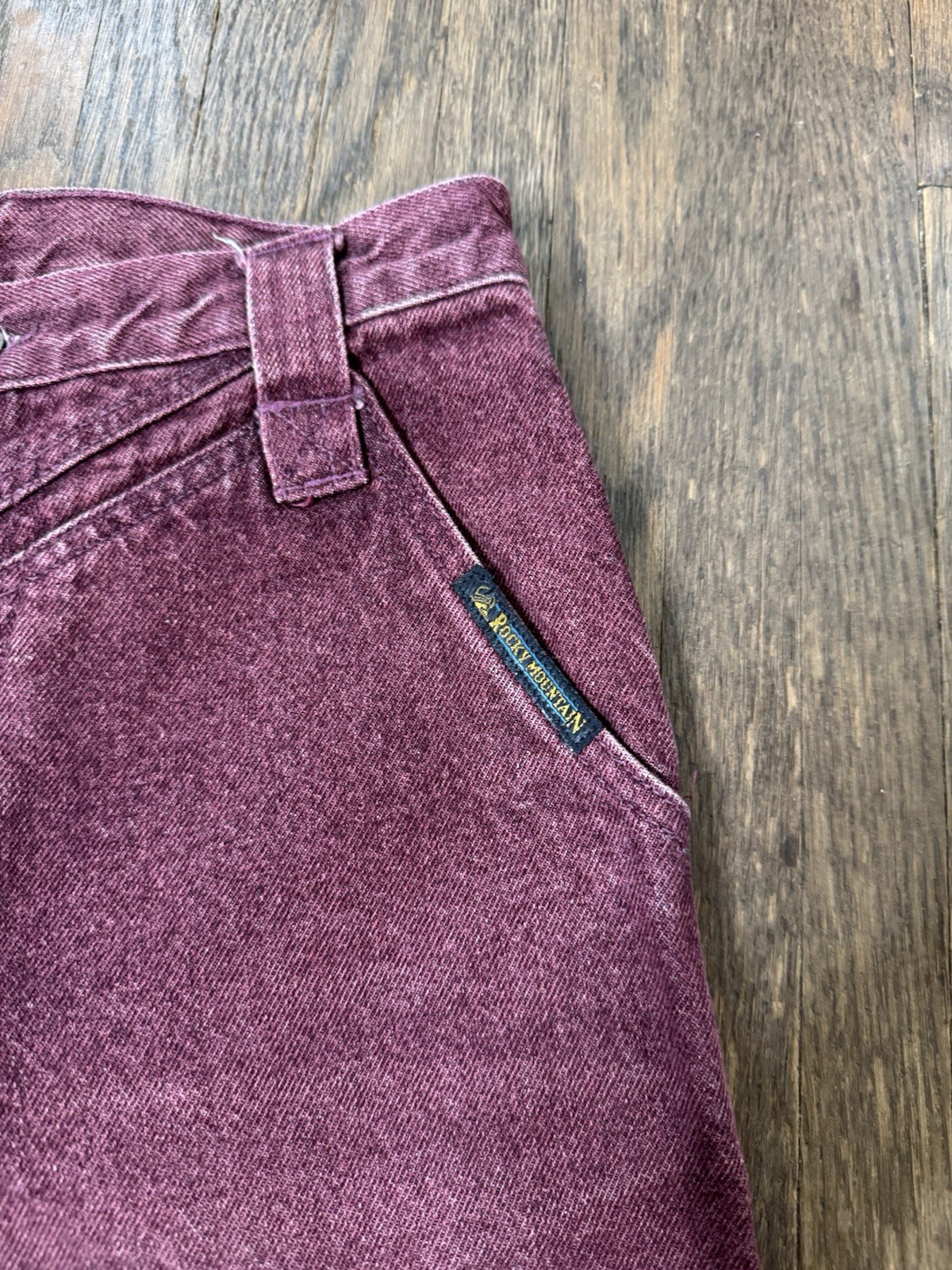 Vintage Rocky Mountain Western High Rise Burgundy Jeans Size 28/7 Made In USA