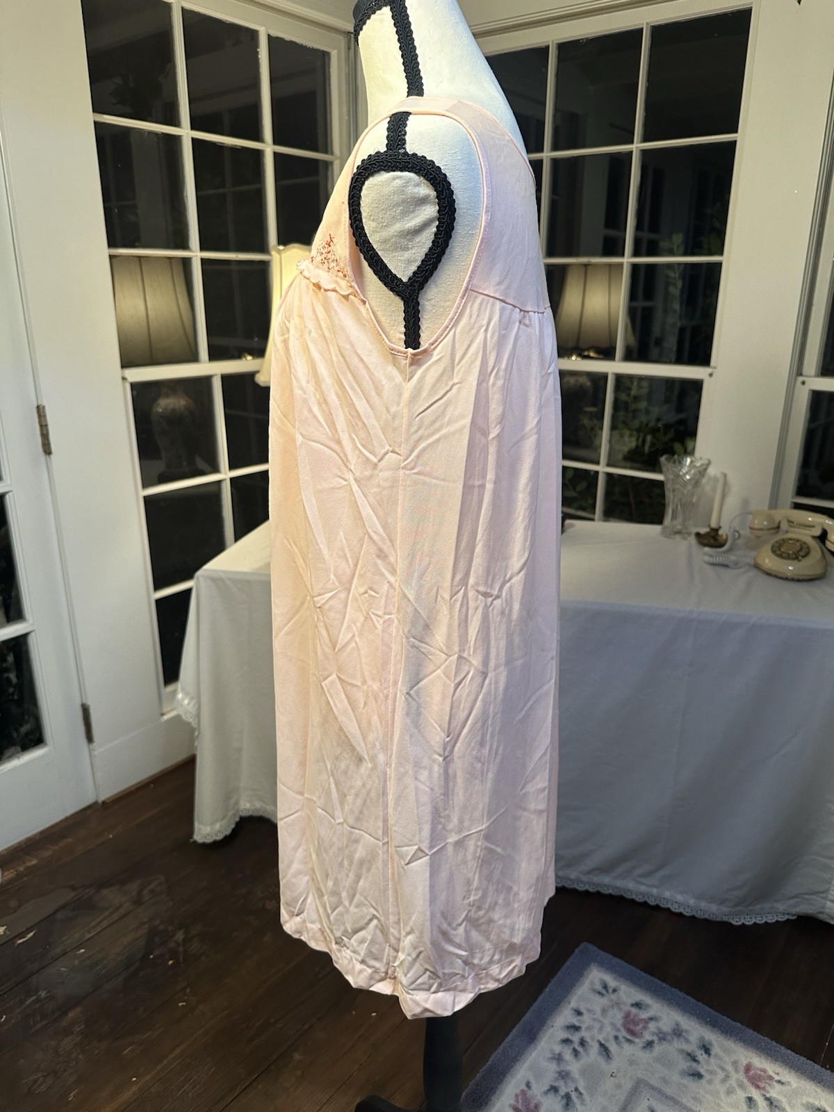 Vintage Midcentury Loungewear Set Nightgown And Robe Set Pink Embroidery Pajama