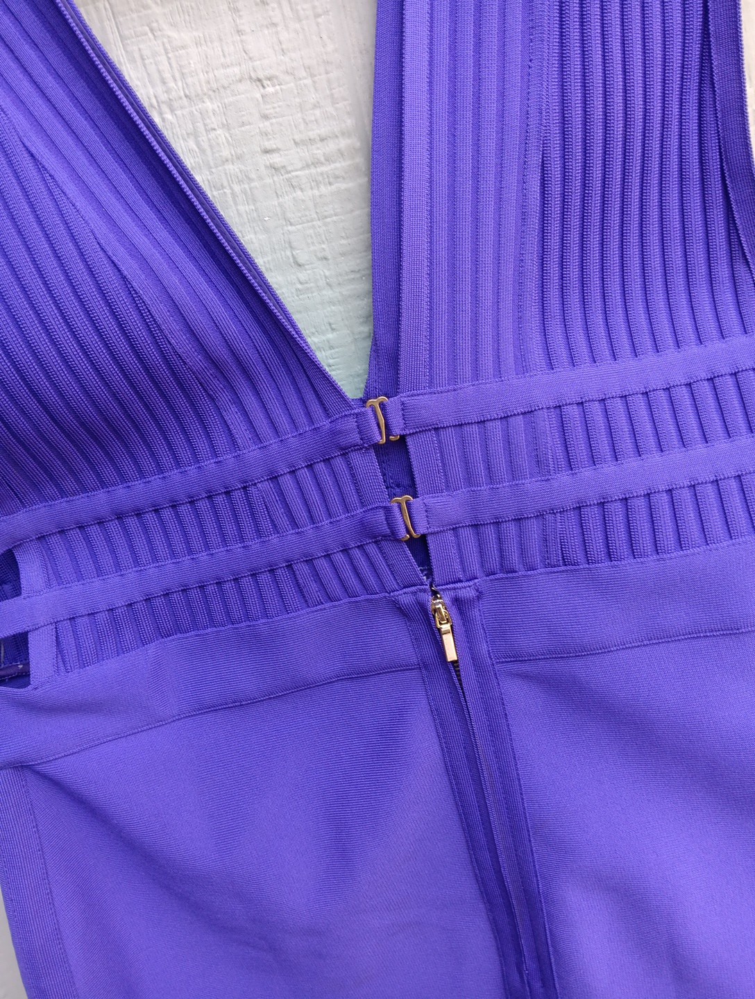 Y2k Bebe XL Body Con Purple Sexy Stretch Plunge Neckline Midi Dress