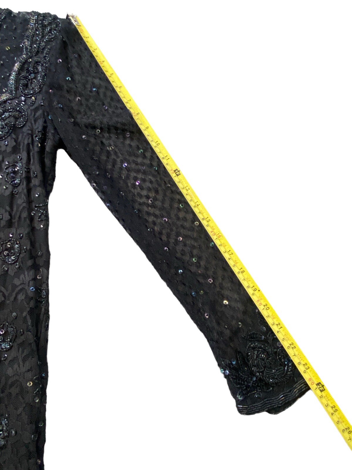 Vintage JUDITH ANN Creations Black Beaded Prom Formal Dress Gown S 80s 90s