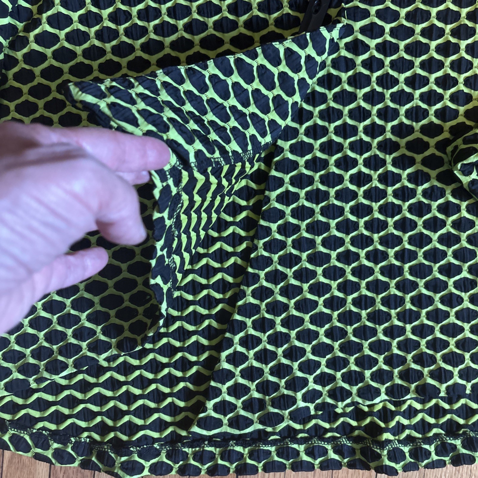Y2K Joseph Ribkoff Stretch Lime Green Black Toggle Button Swing Blazer Jacket 14