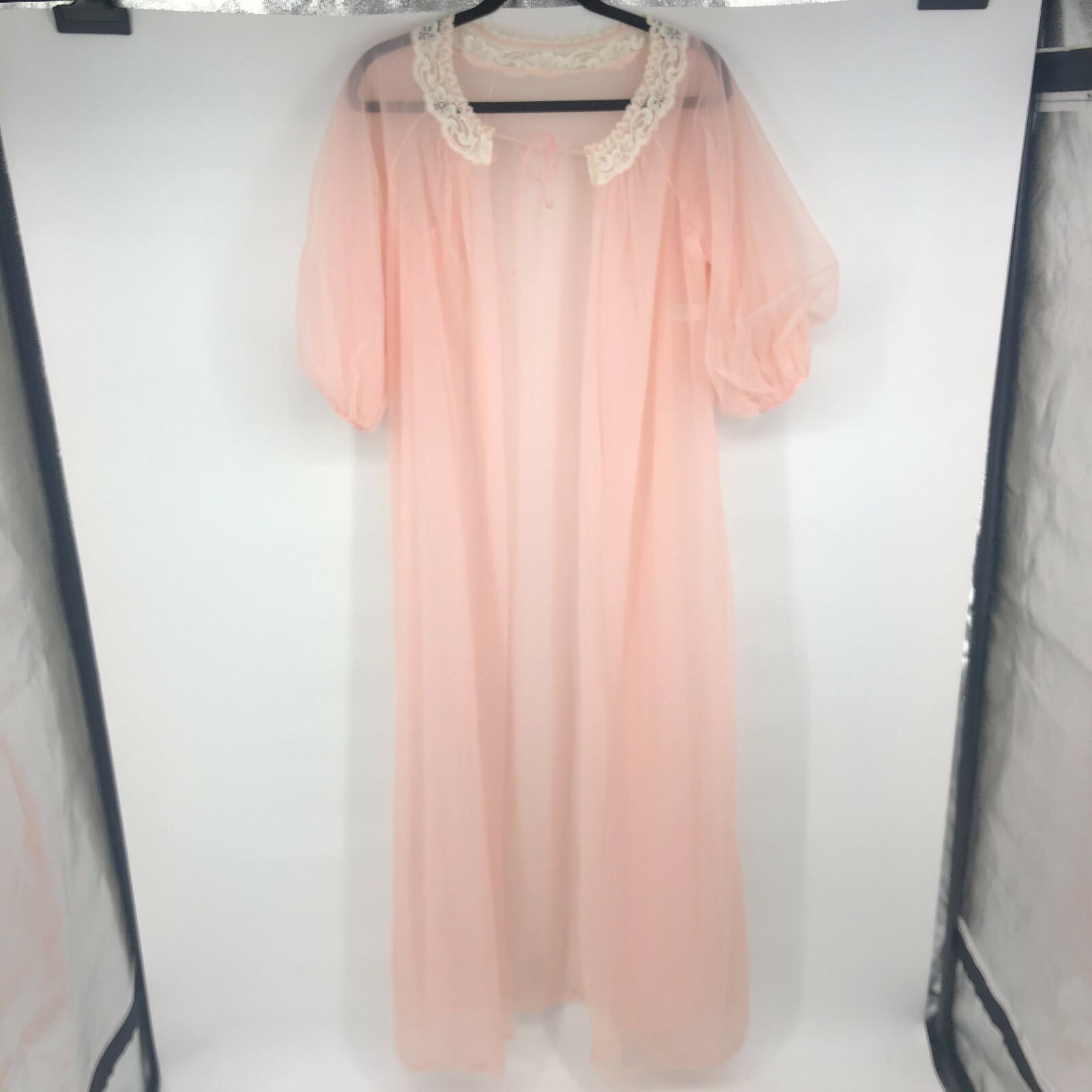 Vtg Vintage Sheer Pink Small Nightgown Open Robe – Old Hollywood Glam Style