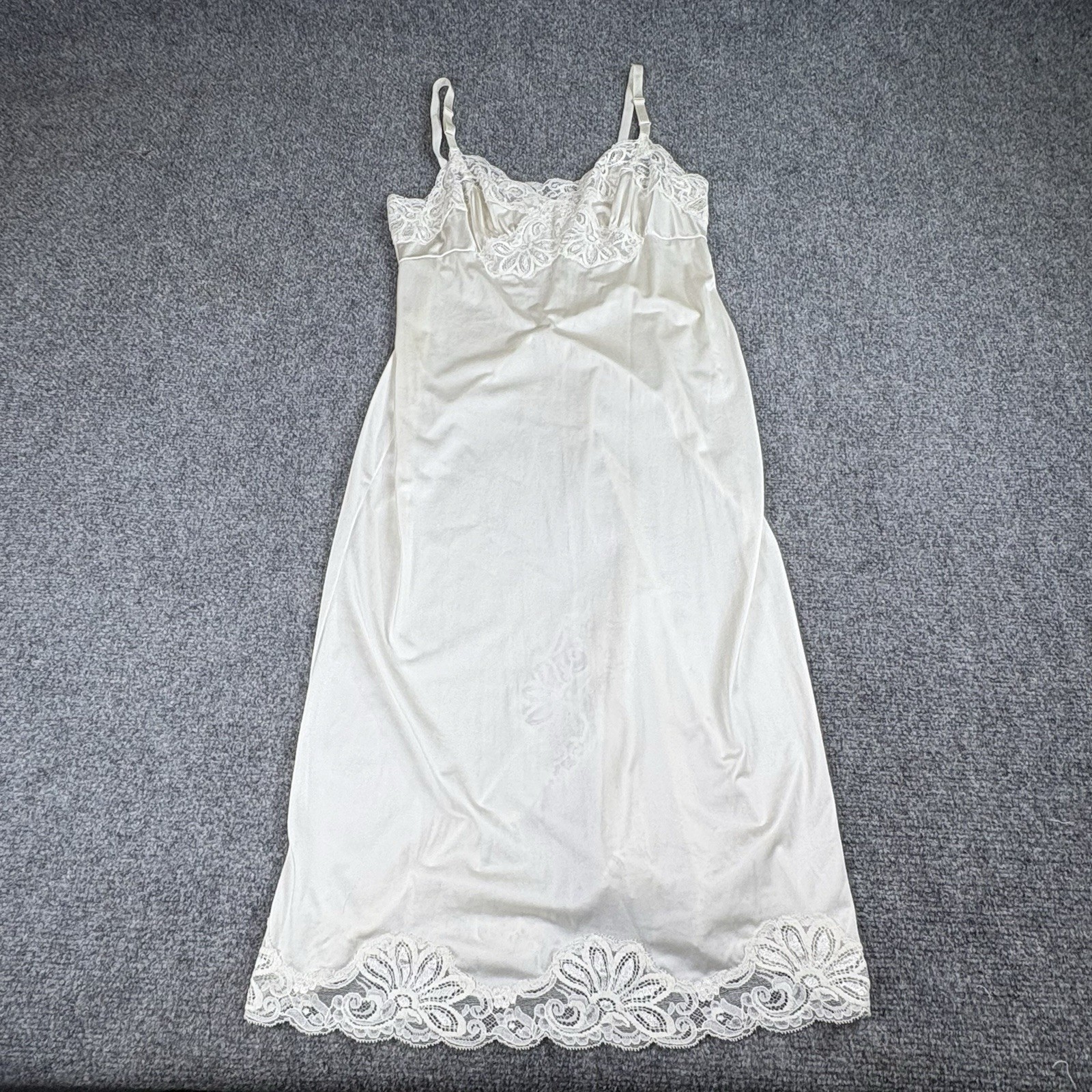 VTG 90s Shadowline Slip Dress Women 34 MS White Coquette Romantic Regency Y2K