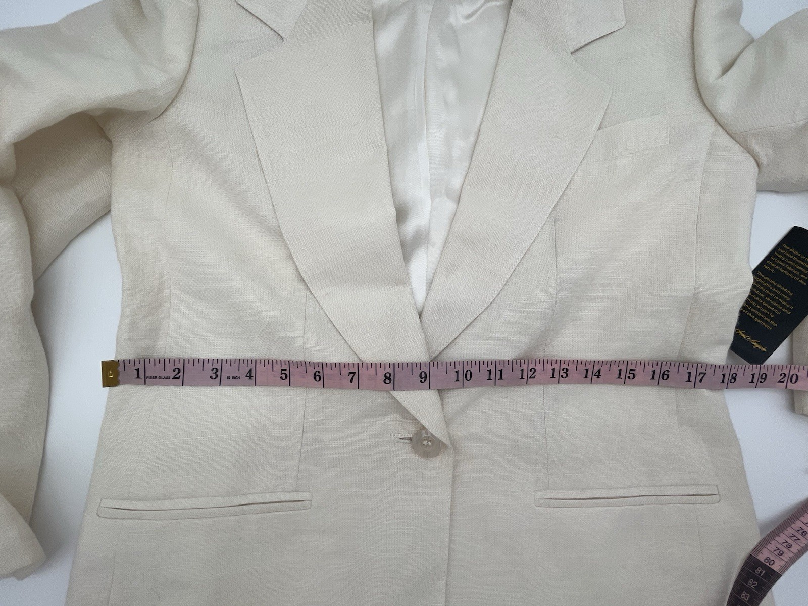 Vintage Giorgio St Angelo Cream Linen Blend Single Breast Blazer Womens 6 FLAW