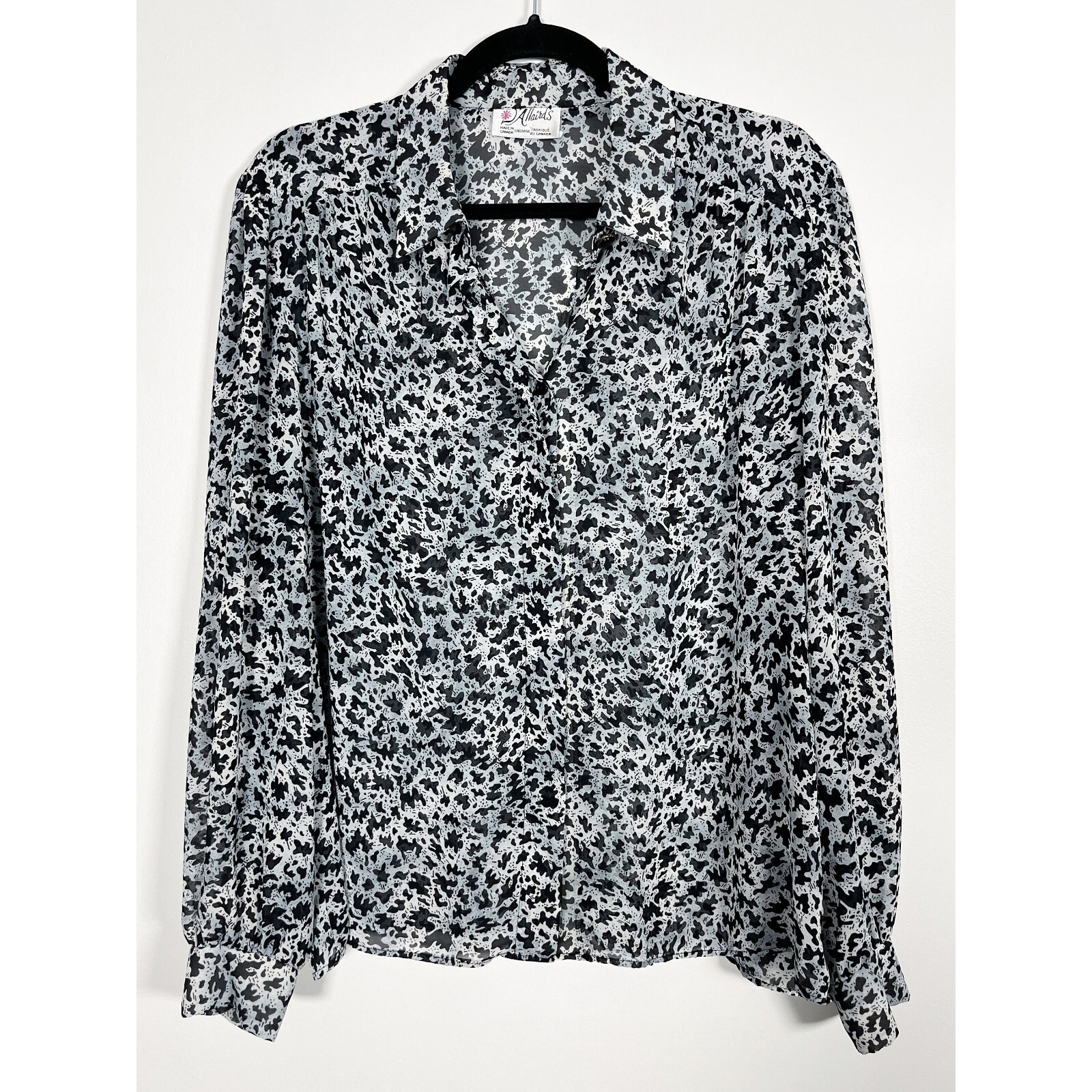 Vintage D’Allaird’s Splatter Print Sheer Blouse