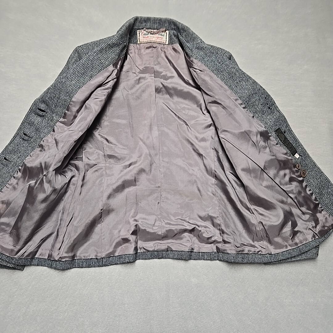 Vtg Skirt Suit Jacket Casa De Lana Checkered Black Virgin Wool 4/6 See Measures