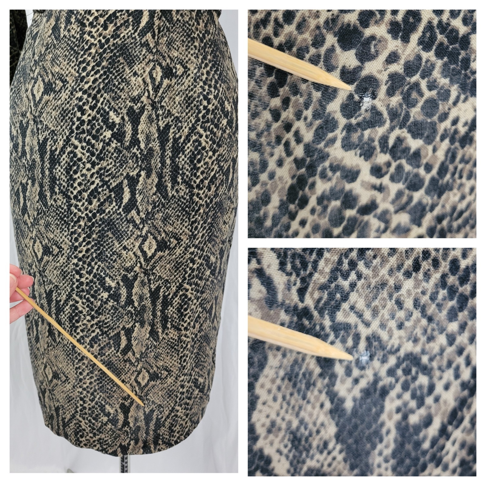 Vintage Taurus II Brown & Black Snakeskin Print Dress & Matching Belt Size 10
