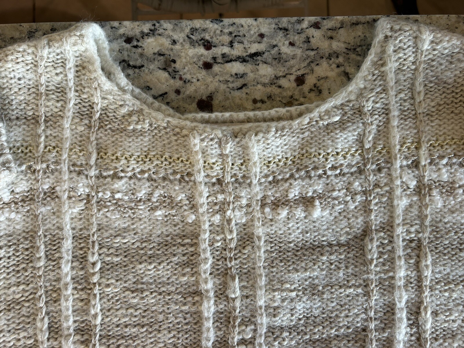 Vintage Beldoch Popper Knit Acrylic Sweater Junior L Women’s S Beige Tan White